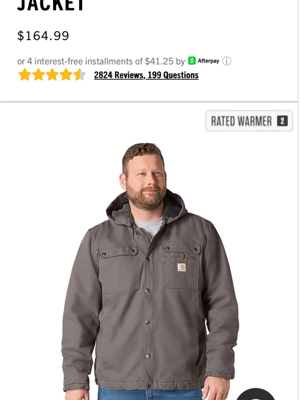 Carhartt Men’s Gray Hooded Work Coat